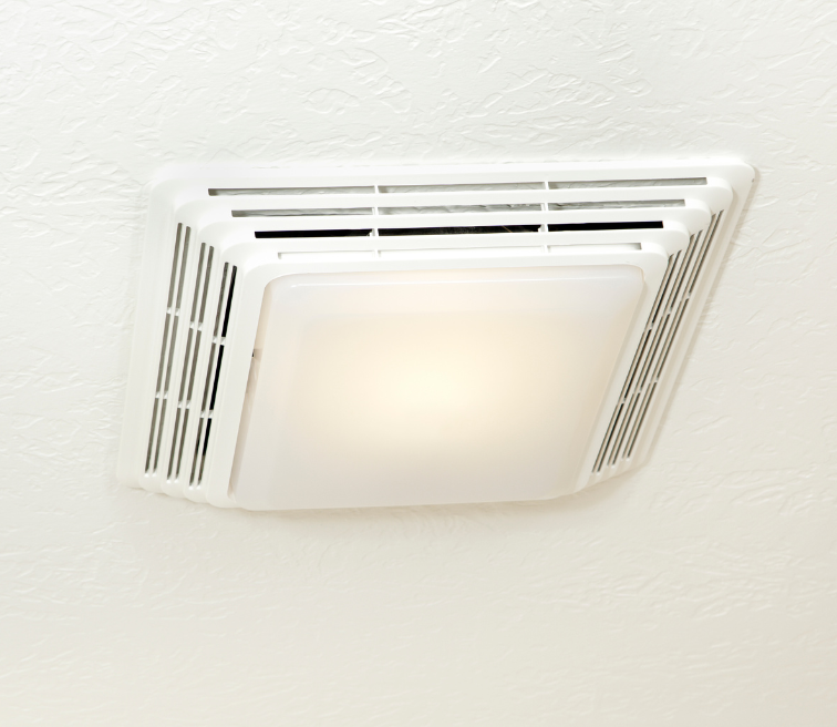 Bathroom fan with light installation